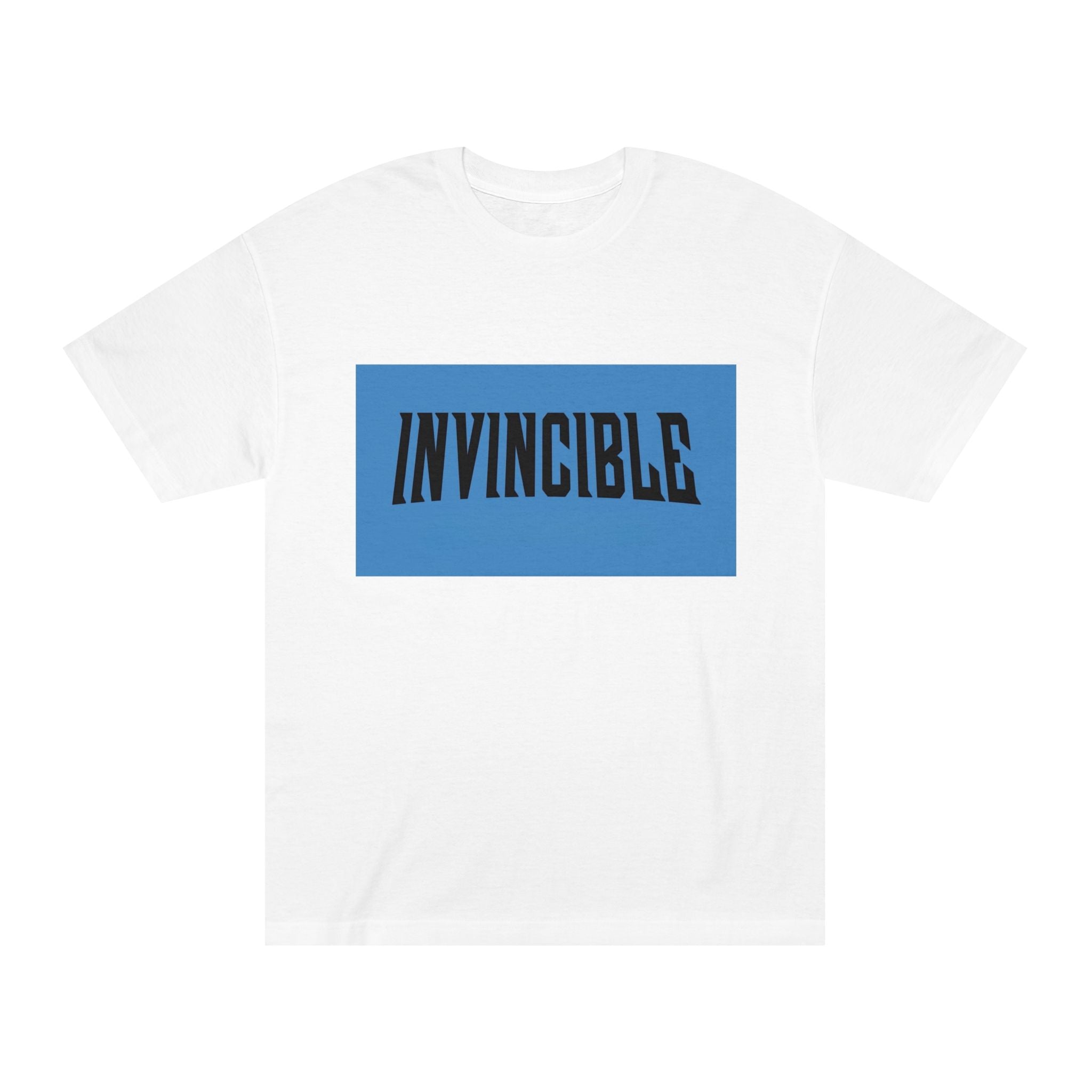Invincible Graphic Tee — Bold Blue Box Logo T-Shirt