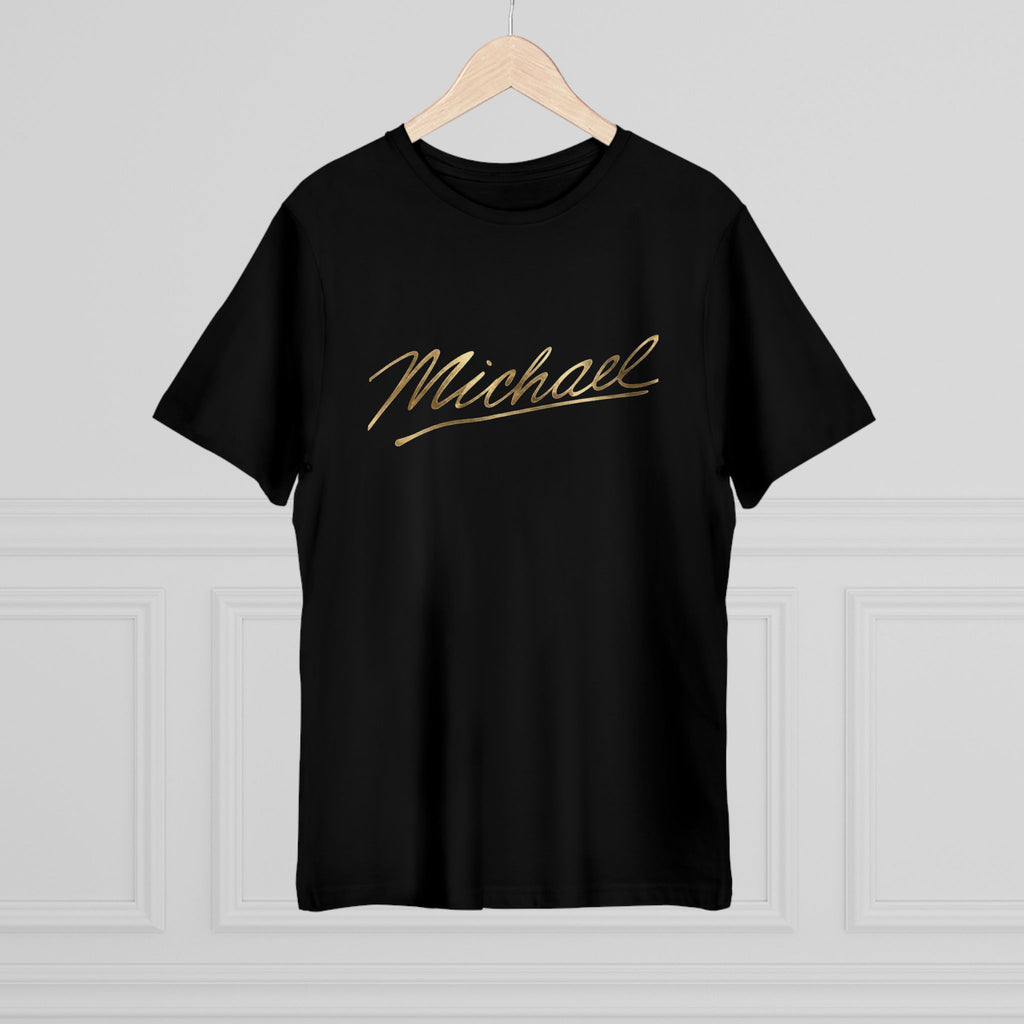Michael Tribute T-Shirt — Retro Gold Script & Iconic Pose Tee