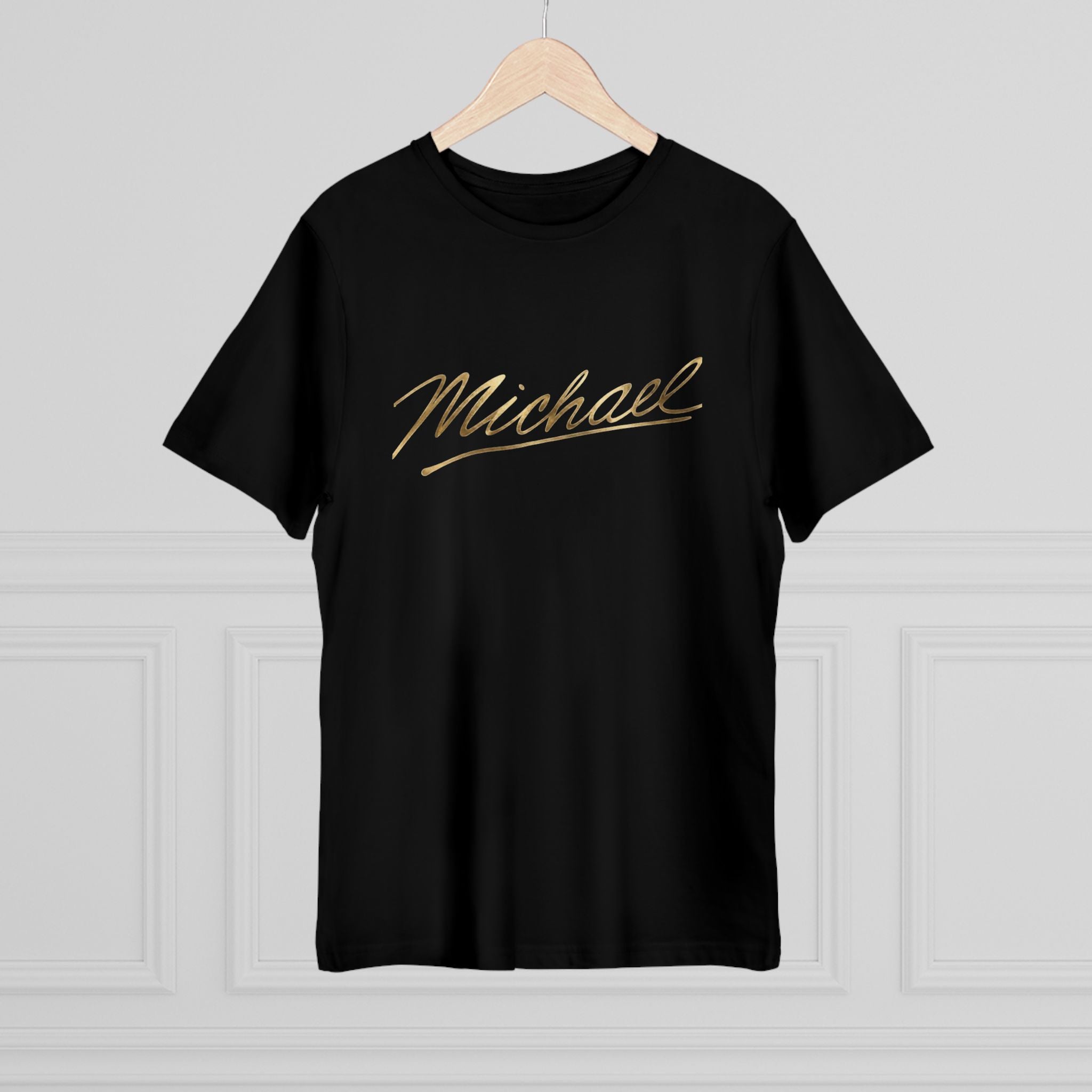 Michael Tribute T-Shirt — Retro Gold Script & Iconic Pose Tee