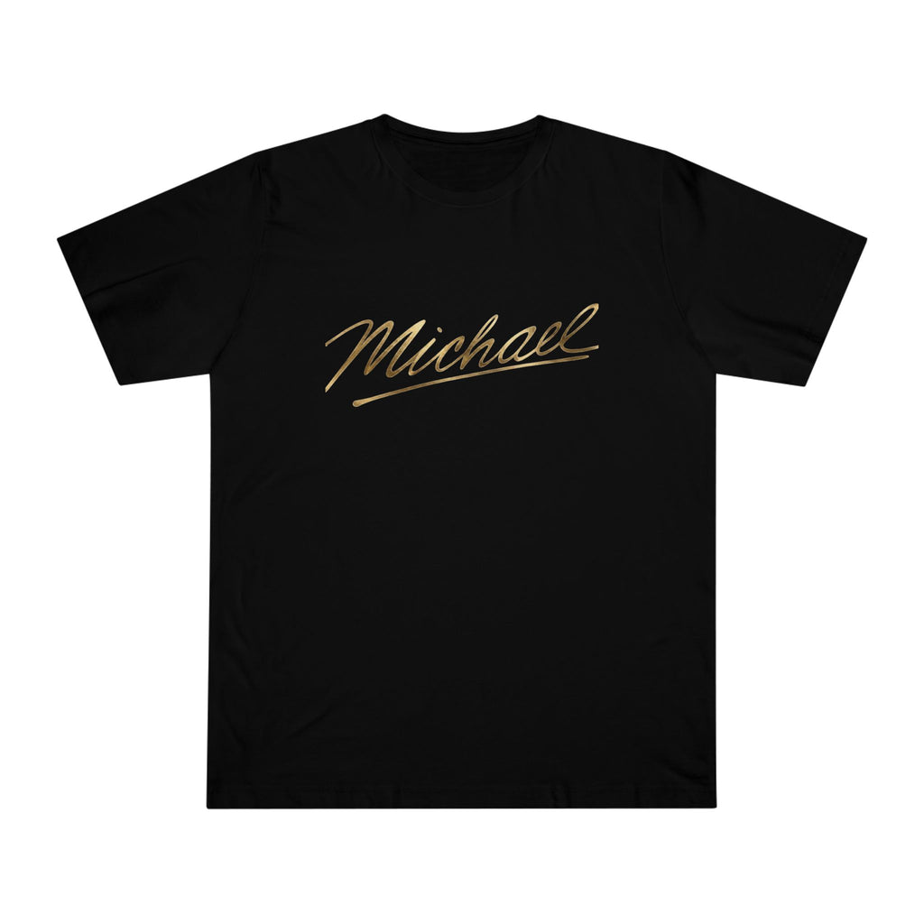 Michael Tribute T-Shirt — Retro Gold Script & Iconic Pose Tee