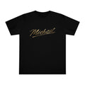 Michael Tribute T-Shirt — Retro Gold Script & Iconic Pose Tee