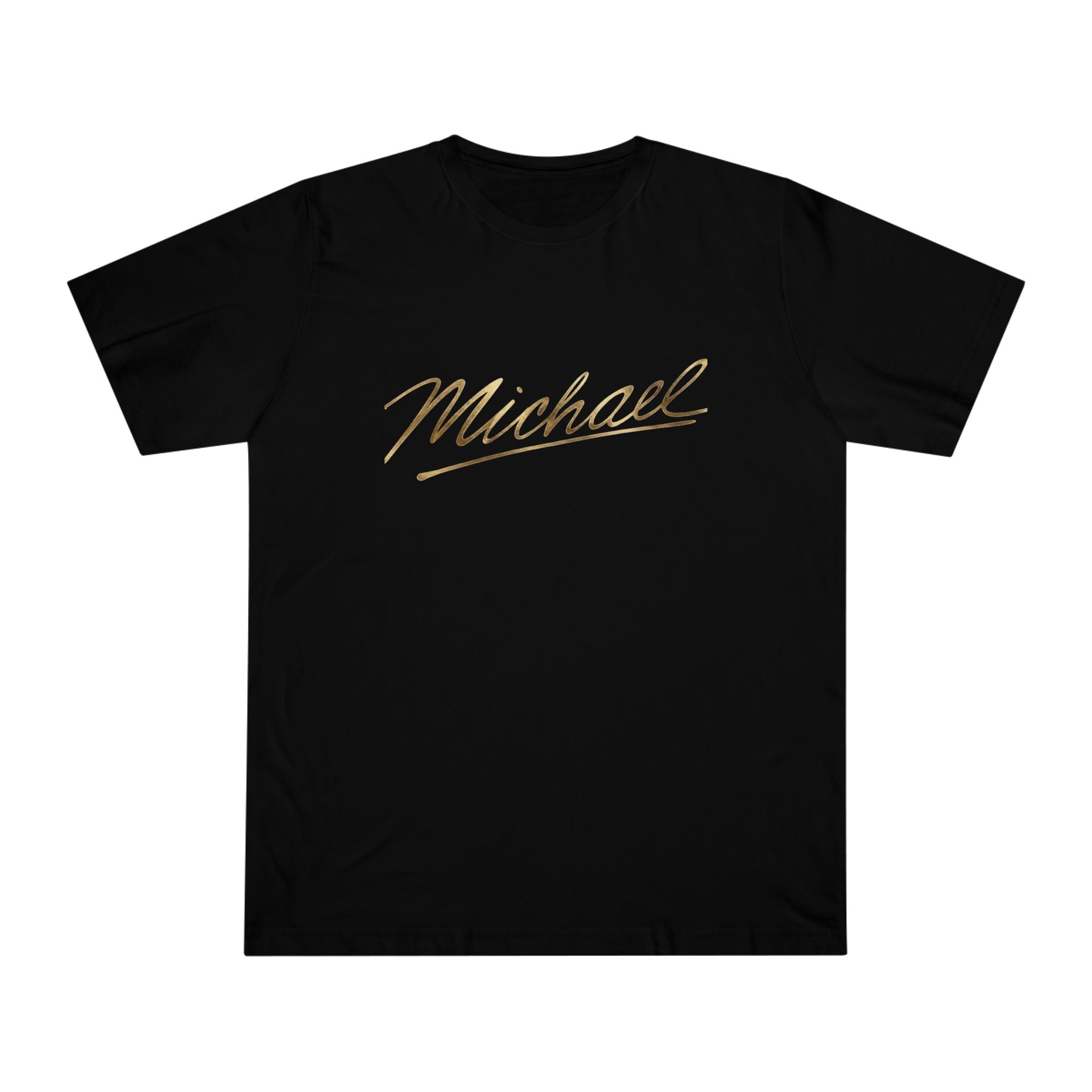 Michael Tribute T-Shirt — Retro Gold Script & Iconic Pose Tee